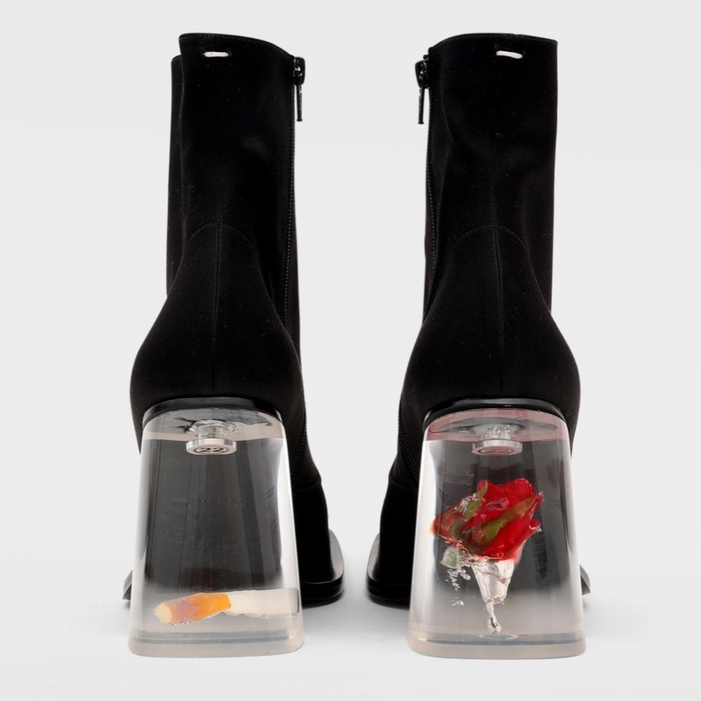 Maison margiela silk cigarettes and rose boots